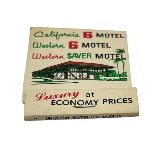 Vintage California Western 6 Saver Motel Advertising Matchbook Cover Unstruck - Picture 2 of 6